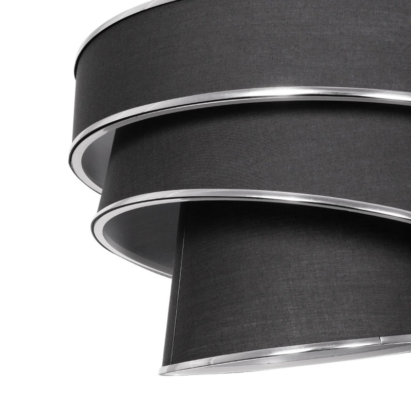 GloboStar® SIERA 203-0167 Μοντέρνο Κρεμαστό Φωτιστικό Καπέλο Μονόφωτο 1 x E27 IP20 Γκρι Ύφασμα με Ασημί Λεπτομέρεια - Μ38 x Π38 x Υ95cm