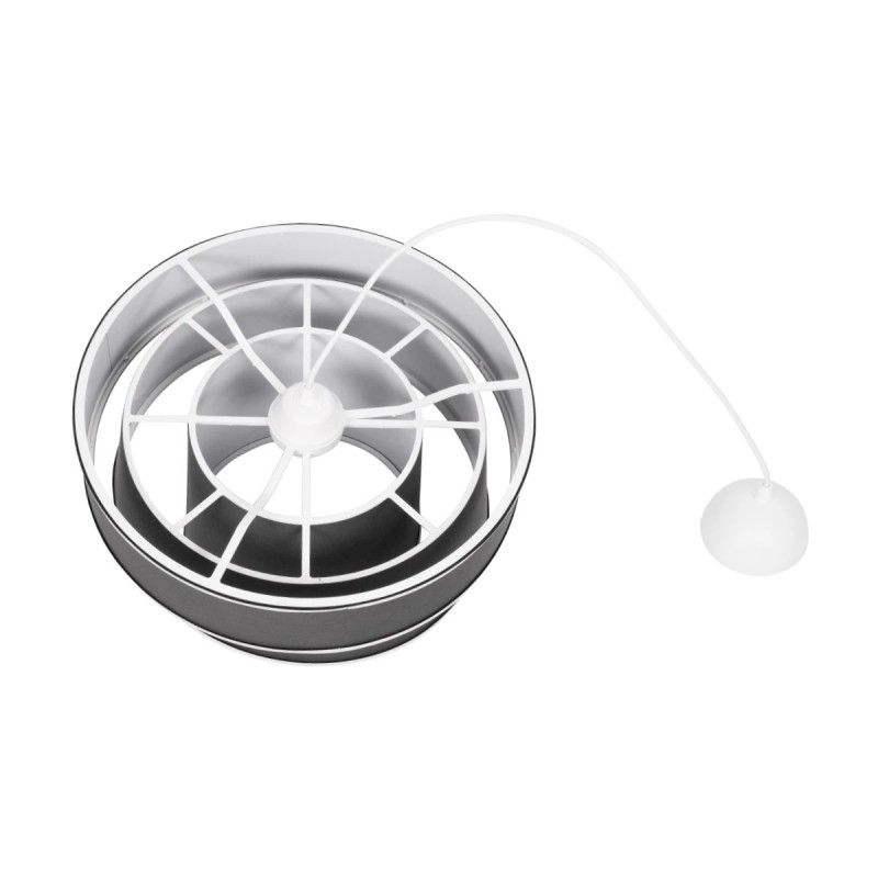 GloboStar® SIERA 203-0167 Μοντέρνο Κρεμαστό Φωτιστικό Καπέλο Μονόφωτο 1 x E27 IP20 Γκρι Ύφασμα με Ασημί Λεπτομέρεια - Μ38 x Π38 x Υ95cm