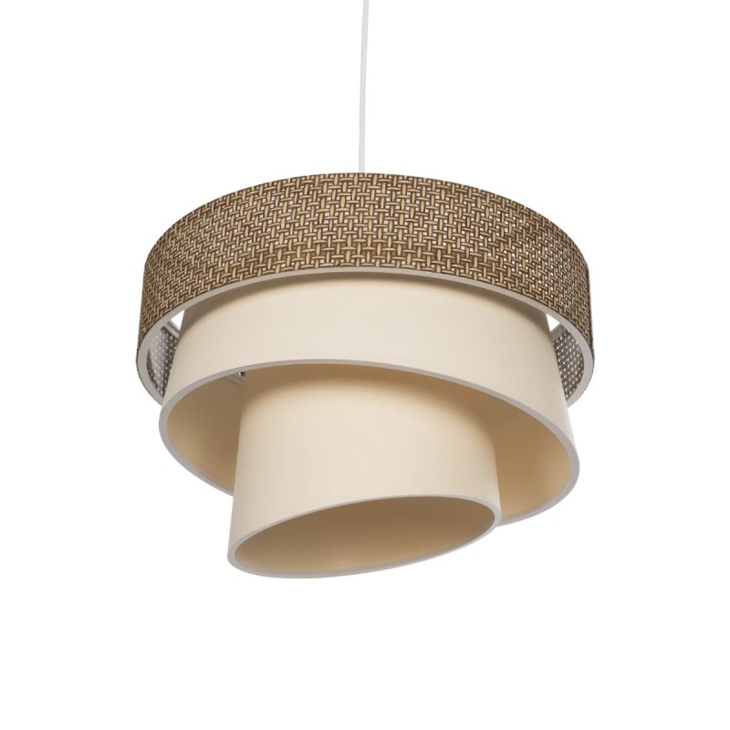 GloboStar® SIERA 203-0169 Μοντέρνο Κρεμαστό Φωτιστικό Καπέλο Μονόφωτο 1 x E27 IP20 Καφέ & Σκούρο Μπεζ Ύφασμα - Μ38 x Π38 x Υ95cm