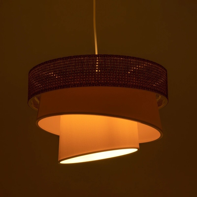 GloboStar® SIERA 203-0170 Μοντέρνο Κρεμαστό Φωτιστικό Καπέλο Μονόφωτο 1 x E27 IP20 Γκρι & Λευκό Ύφασμα - Μ38 x Π38 x Υ95cm