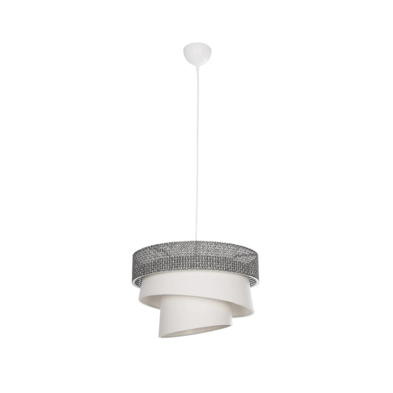 GloboStar® SIERA 203-0170 Μοντέρνο Κρεμαστό Φωτιστικό Καπέλο Μονόφωτο 1 x E27 IP20 Γκρι & Λευκό Ύφασμα - Μ38 x Π38 x Υ95cm