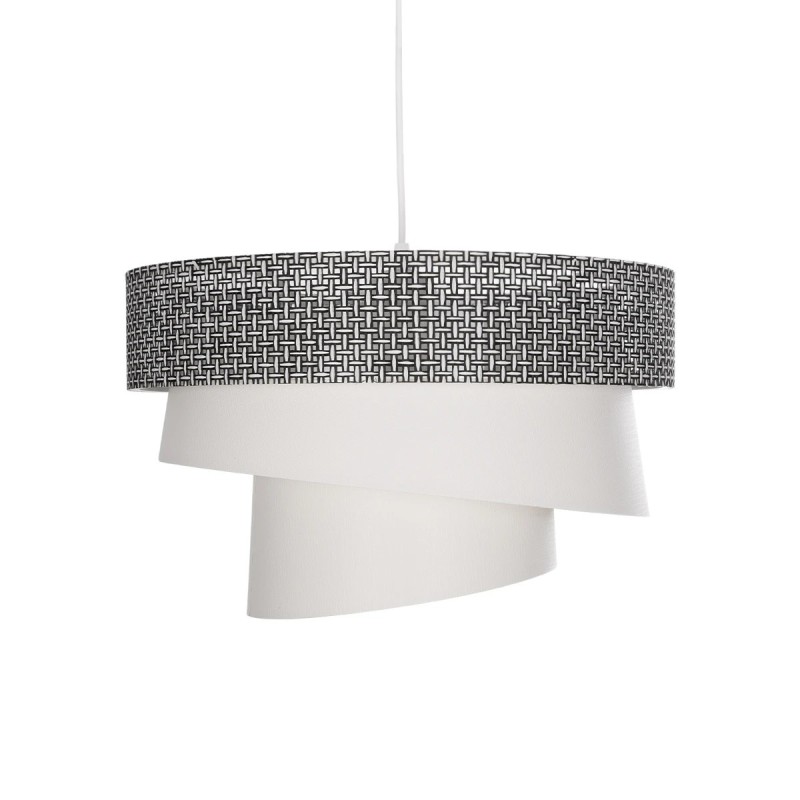 GloboStar® SIERA 203-0170 Μοντέρνο Κρεμαστό Φωτιστικό Καπέλο Μονόφωτο 1 x E27 IP20 Γκρι & Λευκό Ύφασμα - Μ38 x Π38 x Υ95cm