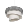 GloboStar® SIERA 203-0170 Μοντέρνο Κρεμαστό Φωτιστικό Καπέλο Μονόφωτο 1 x E27 IP20 Γκρι & Λευκό Ύφασμα - Μ38 x Π38 x Υ95cm