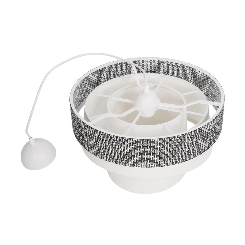 GloboStar® SIERA 203-0170 Μοντέρνο Κρεμαστό Φωτιστικό Καπέλο Μονόφωτο 1 x E27 IP20 Γκρι & Λευκό Ύφασμα - Μ38 x Π38 x Υ95cm