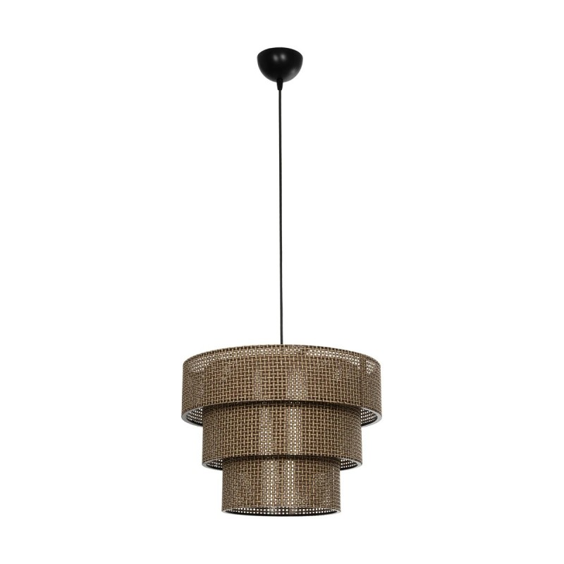 GloboStar® LEVEL 203-0171 Μοντέρνο Κρεμαστό Φωτιστικό Καπέλο Μονόφωτο 1 x E27 IP20 Καφέ Διάτρητο Ύφασμα - Μ38 x Π38 x Υ95cm