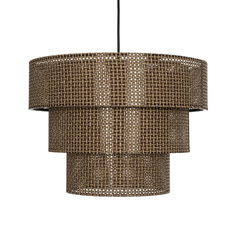 GloboStar® LEVEL 203-0171 Μοντέρνο Κρεμαστό Φωτιστικό Καπέλο Μονόφωτο 1 x E27 IP20 Καφέ Διάτρητο Ύφασμα - Μ38 x Π38 x Υ95cm