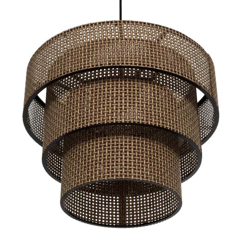 GloboStar® LEVEL 203-0171 Μοντέρνο Κρεμαστό Φωτιστικό Καπέλο Μονόφωτο 1 x E27 IP20 Καφέ Διάτρητο Ύφασμα - Μ38 x Π38 x Υ95cm