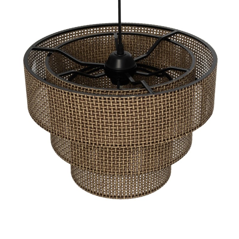 GloboStar® LEVEL 203-0171 Μοντέρνο Κρεμαστό Φωτιστικό Καπέλο Μονόφωτο 1 x E27 IP20 Καφέ Διάτρητο Ύφασμα - Μ38 x Π38 x Υ95cm