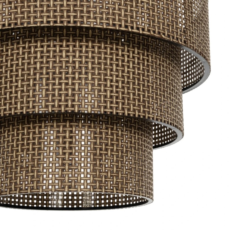 GloboStar® LEVEL 203-0171 Μοντέρνο Κρεμαστό Φωτιστικό Καπέλο Μονόφωτο 1 x E27 IP20 Καφέ Διάτρητο Ύφασμα - Μ38 x Π38 x Υ95cm