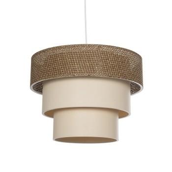 GLOBOSTAR® LEVEL 203-0172 Μοντέρνο Κρεμαστό Φωτιστικό Οροφής με Ντουί 1 x E27 AC 220-240V IP20 - Καφέ & Μπεζ - Μ38 x Π38 x Υ30cm