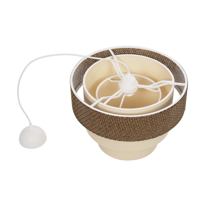 GloboStar® LEVEL 203-0172 Μοντέρνο Κρεμαστό Φωτιστικό Καπέλο Μονόφωτο 1 x E27 IP20 Σκούρο Καφέ & Λευκό Ύφασμα - Μ38 x Π38 x Υ95cm