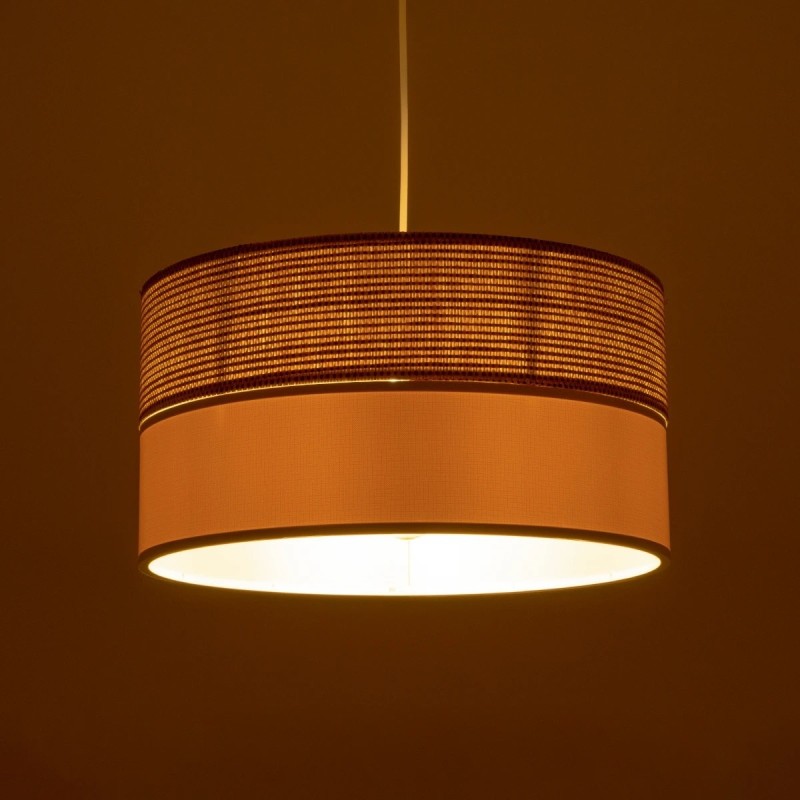 GloboStar® LIVA 203-0173 Μοντέρνο Κρεμαστό Φωτιστικό Καπέλο Μονόφωτο 1 x E27 IP20 Καφέ & Λευκό Ύφασμα - Μ38 x Π38 x Υ95cm