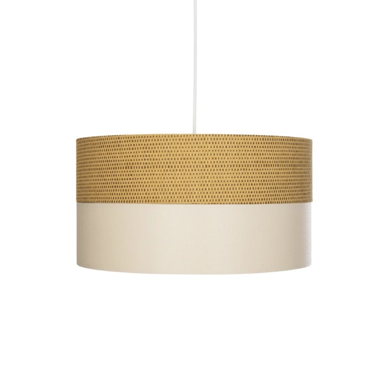 GloboStar® LIVA 203-0173 Μοντέρνο Κρεμαστό Φωτιστικό Καπέλο Μονόφωτο 1 x E27 IP20 Καφέ & Λευκό Ύφασμα - Μ38 x Π38 x Υ95cm