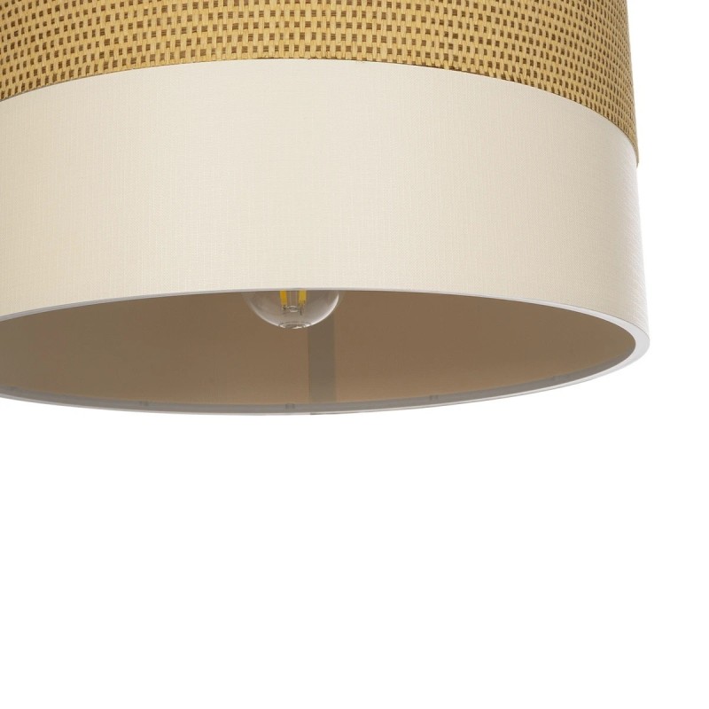 GloboStar® LIVA 203-0173 Μοντέρνο Κρεμαστό Φωτιστικό Καπέλο Μονόφωτο 1 x E27 IP20 Καφέ & Λευκό Ύφασμα - Μ38 x Π38 x Υ95cm
