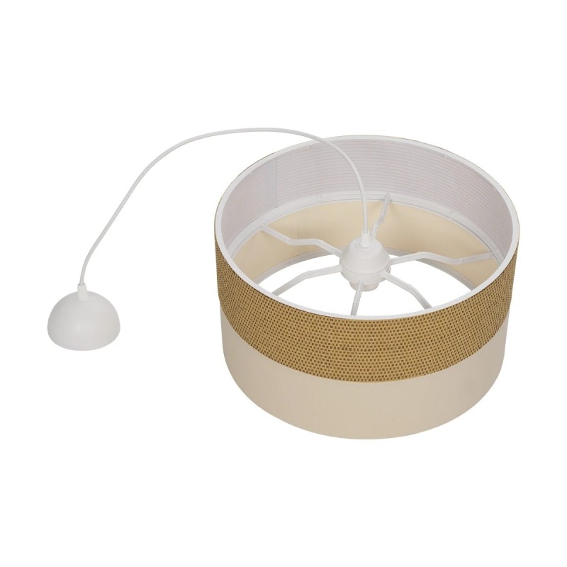 GloboStar® LIVA 203-0173 Μοντέρνο Κρεμαστό Φωτιστικό Καπέλο Μονόφωτο 1 x E27 IP20 Καφέ & Λευκό Ύφασμα - Μ38 x Π38 x Υ95cm