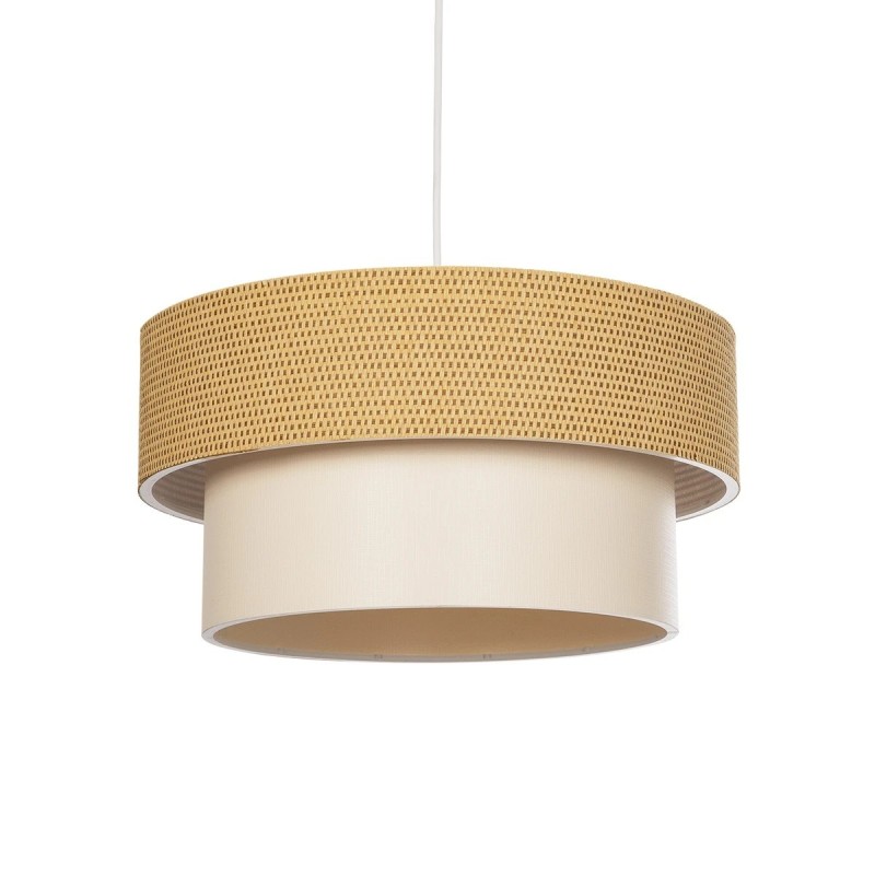 GloboStar® LIVI 203-0174 Μοντέρνο Κρεμαστό Φωτιστικό Καπέλο Μονόφωτο 1 x E27 IP20 Καφέ & Λευκό Ύφασμα - Μ38 x Π38 x Υ95cm