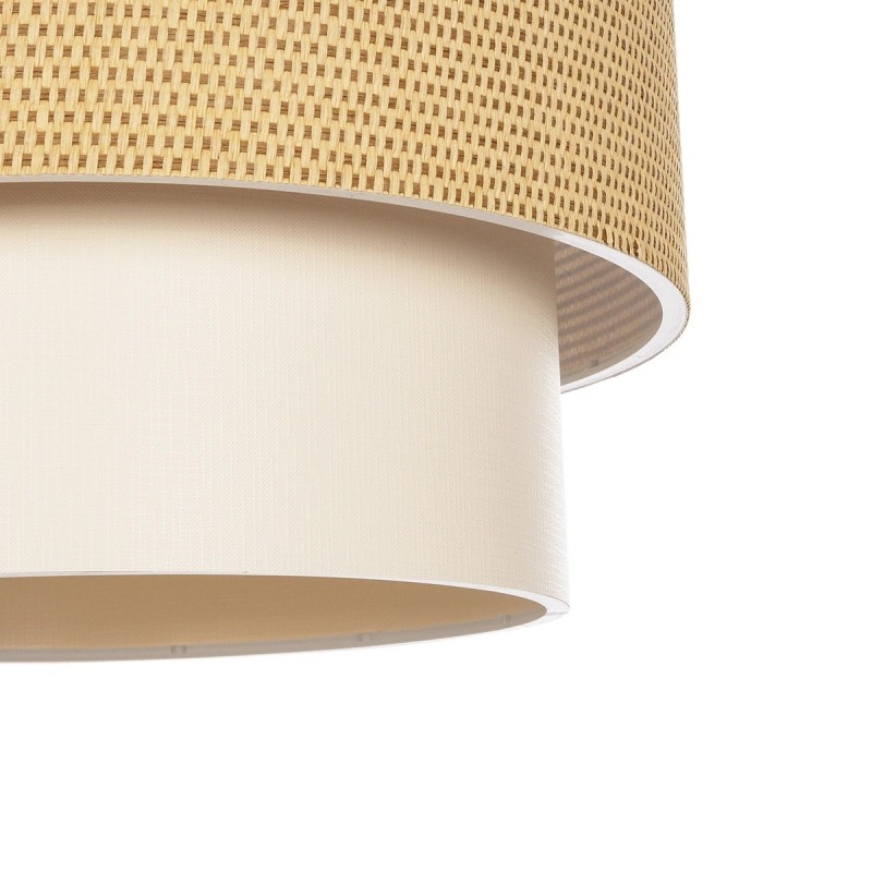 GloboStar® LIVI 203-0174 Μοντέρνο Κρεμαστό Φωτιστικό Καπέλο Μονόφωτο 1 x E27 IP20 Καφέ & Λευκό Ύφασμα - Μ38 x Π38 x Υ95cm