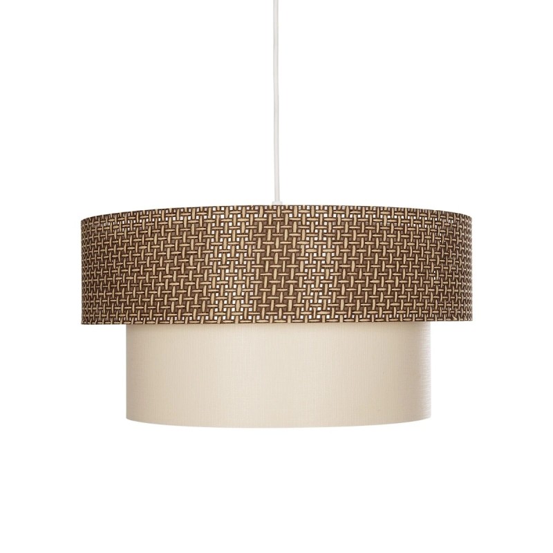 GloboStar® LIVI 203-0175 Μοντέρνο Κρεμαστό Φωτιστικό Καπέλο Μονόφωτο 1 x E27 IP20 Σκούρο Καφέ & Λευκό Ύφασμα - Μ38 x Π38 x Υ95cm