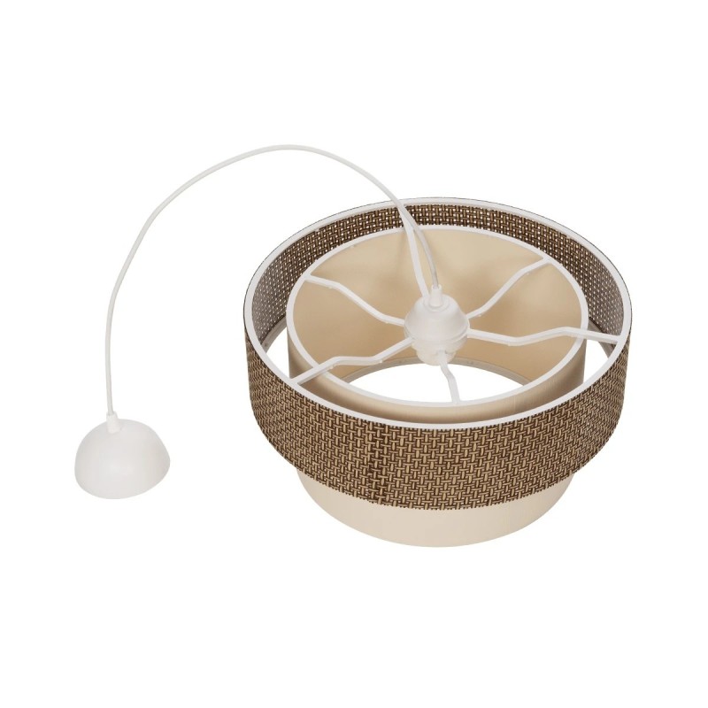 GloboStar® LIVI 203-0175 Μοντέρνο Κρεμαστό Φωτιστικό Καπέλο Μονόφωτο 1 x E27 IP20 Σκούρο Καφέ & Λευκό Ύφασμα - Μ38 x Π38 x Υ95cm