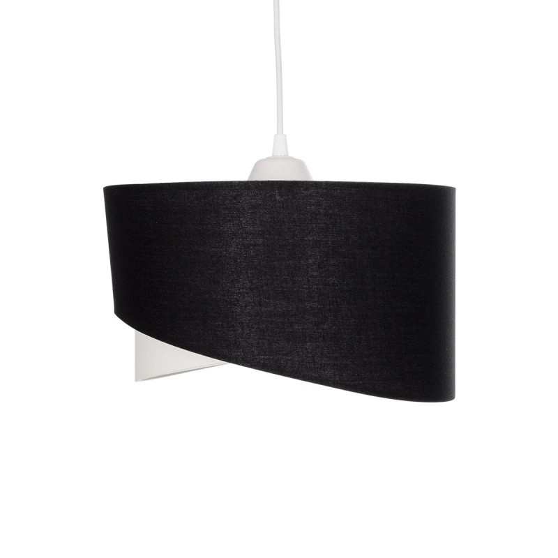 GloboStar® LILI 203-0176 Μοντέρνο Κρεμαστό Φωτιστικό Καπέλο Μονόφωτο 1 x E27 IP20 Μαύρο & Λευκό Ύφασμα - Μ38 x Π38 x Υ95cm