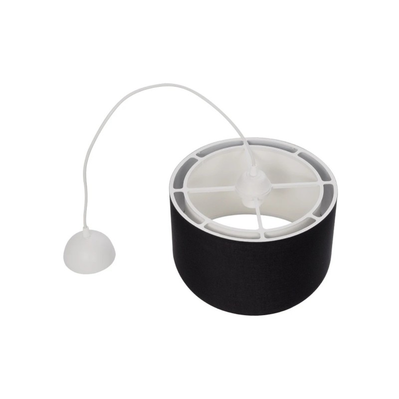 GloboStar® LILI 203-0176 Μοντέρνο Κρεμαστό Φωτιστικό Καπέλο Μονόφωτο 1 x E27 IP20 Μαύρο & Λευκό Ύφασμα - Μ38 x Π38 x Υ95cm