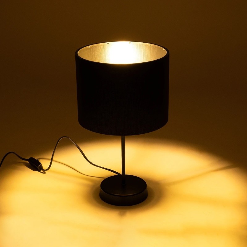 GloboStar® WIZ 203-0178 Μοντέρνο Επιτραπέζιο Φωτιστικό Μονόφωτο 1 x E27 IP20 Μαύρο Μέταλλο Με Μαύρο Καπέλο- Μ22 x Π22 x Υ36.5cm