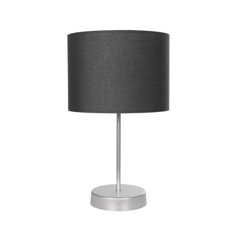 GloboStar® WIZ 203-0179 Μοντέρνο Επιτραπέζιο Φωτιστικό Μονόφωτο 1 x E27 IP20 Ασημί Μέταλλο Με Γκρι Καπέλο- Μ22 x Π22 x Υ36.5cm