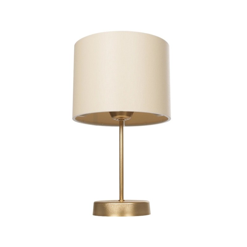 GloboStar® WIZ 203-0180 Μοντέρνο Επιτραπέζιο Φωτιστικό Μονόφωτο 1 x E27 IP20 Χρυσο Μέταλλο Με Μπεζ Καπέλο- Μ22 x Π22 x Υ36.5cm