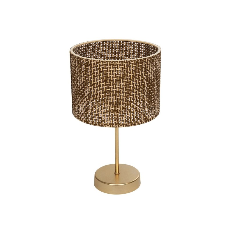 GloboStar® WIZ 203-0181 Μοντέρνο Επιτραπέζιο Φωτιστικό Μονόφωτο 1 x E27 IP20 Χρυσο Μέταλλο Με Καφέ Καπέλο- Μ22 x Π22 x Υ36.5cm