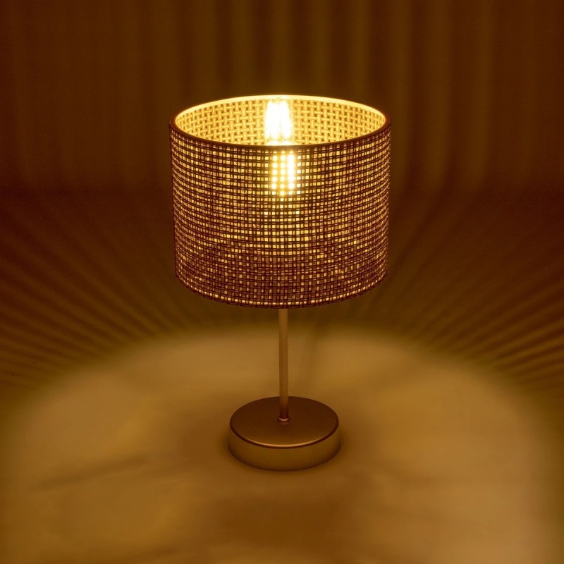 GloboStar® WIZ 203-0181 Μοντέρνο Επιτραπέζιο Φωτιστικό Μονόφωτο 1 x E27 IP20 Χρυσο Μέταλλο Με Καφέ Καπέλο- Μ22 x Π22 x Υ36.5cm