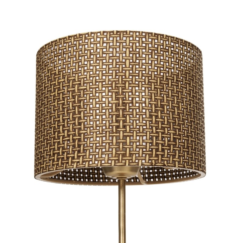 GloboStar® WIZ 203-0181 Μοντέρνο Επιτραπέζιο Φωτιστικό Μονόφωτο 1 x E27 IP20 Χρυσο Μέταλλο Με Καφέ Καπέλο- Μ22 x Π22 x Υ36.5cm