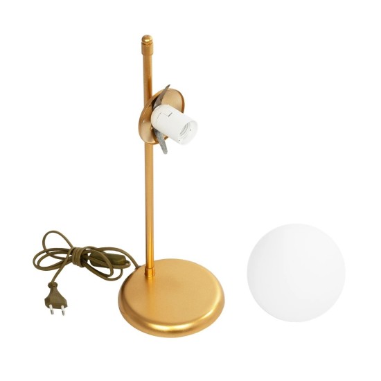 GloboStar® GLOBUS 203-0182 Μοντέρνο Επιτραπέζιο Φωτιστικό Μονόφωτο 1 x E27 IP20 Χρυσο Μέταλλο με Γαλακτερή Γυάλινη Μπάλα- Μ21 x Π16.5 x Υ45cm GloboStar® GLOBUS 203-0182 Μοντέρνο Επιτραπέζιο Φωτιστικό Μονόφωτο 1 x E27 IP20 Χρυσο Μέταλλο με Γαλακτερή Γυάλινη Μπάλα- Μ21 x Π16.5 x Υ45cm