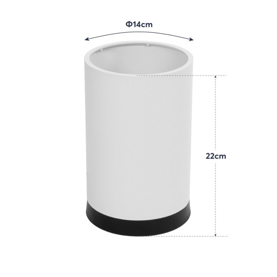 GloboStar® CYLINDER 203-0183 Μοντέρνο Επιτραπέζιο Φωτιστικό Μονόφωτο 1 x E27 IP20 Μαύρη Βάση με Λευκό Υφασμα - Μ14 x Π14 x Υ21cm
