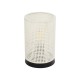 GloboStar® CYLINDER 203-0184 Μοντέρνο Επιτραπέζιο Φωτιστικό Μονόφωτο 1 x E27 IP20 Μαύρη Βάση με Λευκό Διάτρητο Υφασμα - Μ14 x Π14 x Υ21cm