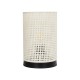 GloboStar® CYLINDER 203-0184 Μοντέρνο Επιτραπέζιο Φωτιστικό Μονόφωτο 1 x E27 IP20 Μαύρη Βάση με Λευκό Διάτρητο Υφασμα - Μ14 x Π14 x Υ21cm