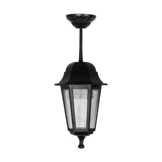 GloboStar® VITRO 203-0189 Vintage Κρεμαστό Φωτιστικό Φαναράκι Μονόφωτο 1 x E27 IP44 Μαύρο Πλαστικό Σώμα - Μ16 x Π16 x Υ48cm