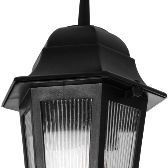 GloboStar® VITRO 203-0189 Vintage Κρεμαστό Φωτιστικό Φαναράκι Μονόφωτο 1 x E27 IP44 Μαύρο Πλαστικό Σώμα - Μ16 x Π16 x Υ48cm