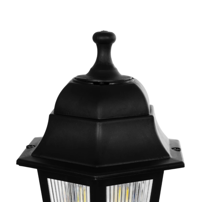 GloboStar® VITRO 203-0190 Vintage Επιδαπέδιο Φωτιστικό Φαναράκι Μονόφωτο 1 x E27 IP44 Μαύρο Πλαστικό Σώμα - Μ16 x Π16 x Υ39cm