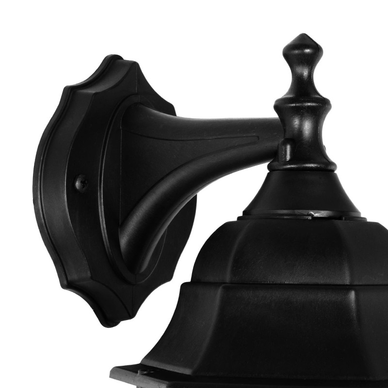 GloboStar® VITRO 203-0191 Vintage Επιτοίχιο Φωτιστικό Φαναράκι Μονόφωτο 1 x E27 IP44 Μαύρο Πλαστικό Σώμα - Μ19 x Π16 x Υ34cm