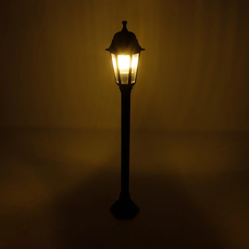 GloboStar® VITRO 203-0192 Vintage Επιδαπέδιο Φωτιστικό Φαναράκι Μονόφωτο 1 x E27 IP44 Μαύρο Πλαστικό Σώμα - Μ16 x Π16 x Υ100cm