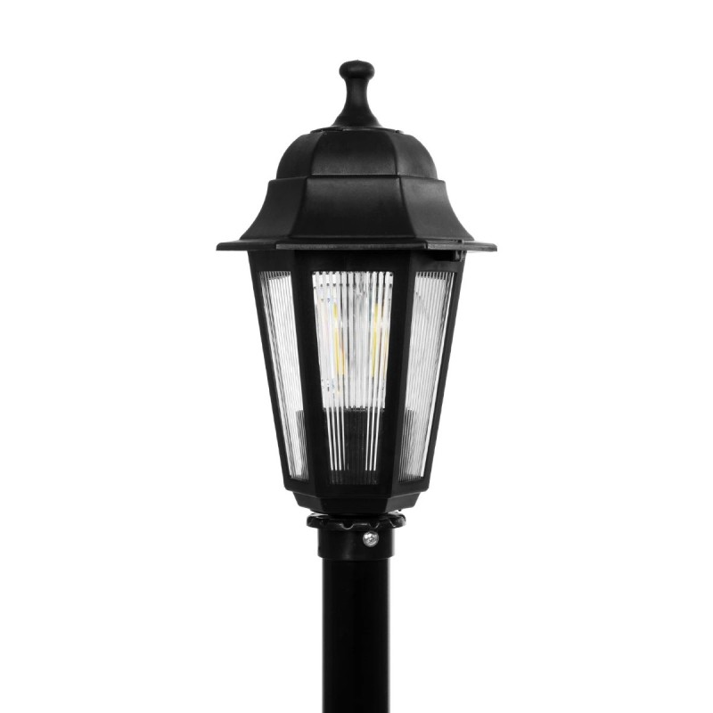 GloboStar® VITRO 203-0192 Vintage Επιδαπέδιο Φωτιστικό Φαναράκι Μονόφωτο 1 x E27 IP44 Μαύρο Πλαστικό Σώμα - Μ16 x Π16 x Υ100cm