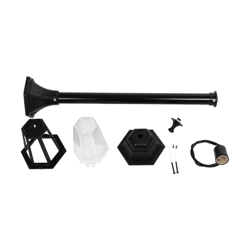 GloboStar® VITRO 203-0192 Vintage Επιδαπέδιο Φωτιστικό Φαναράκι Μονόφωτο 1 x E27 IP44 Μαύρο Πλαστικό Σώμα - Μ16 x Π16 x Υ100cm