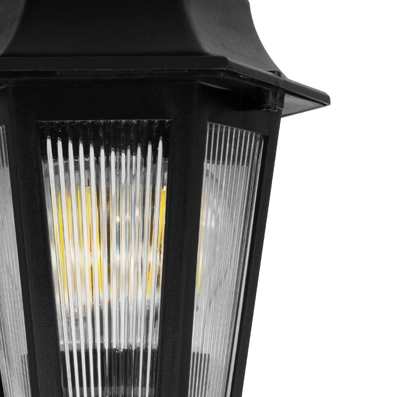 GloboStar® VITRO 203-0193 Vintage Καρφωτό Φωτιστικό Φαναράκι Μονόφωτο 1 x E27 IP44 Μαύρο Πλαστικό Σώμα - Μ16 x Π16 x Υ51cm