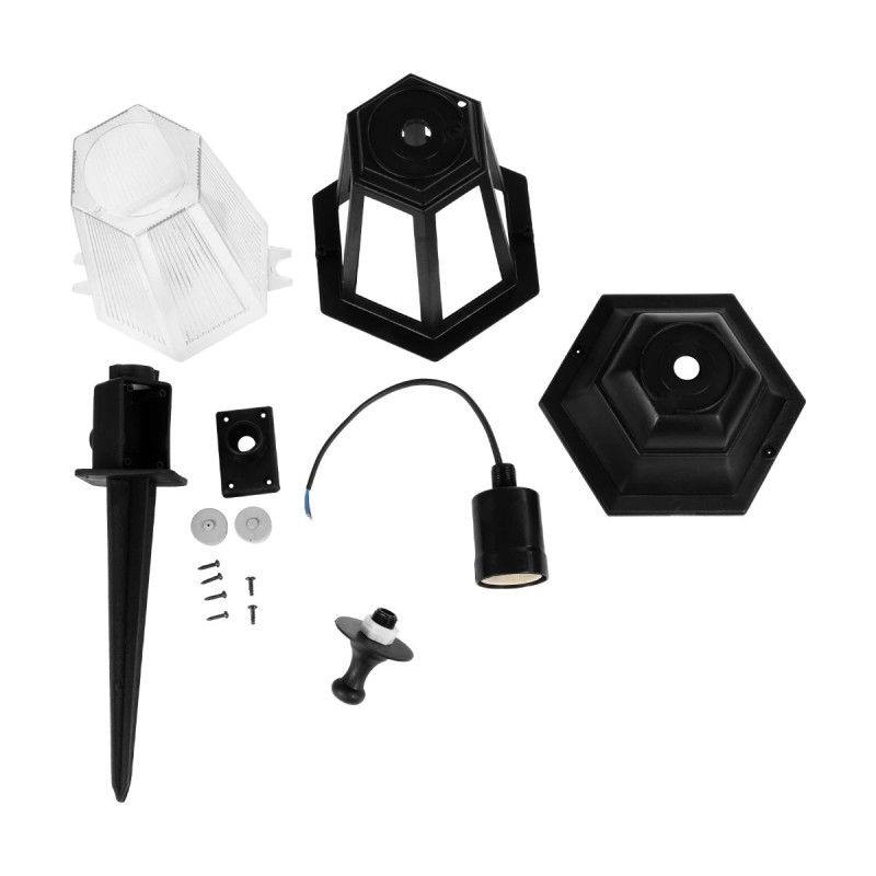 GloboStar® VITRO 203-0193 Vintage Καρφωτό Φωτιστικό Φαναράκι Μονόφωτο 1 x E27 IP44 Μαύρο Πλαστικό Σώμα - Μ16 x Π16 x Υ51cm