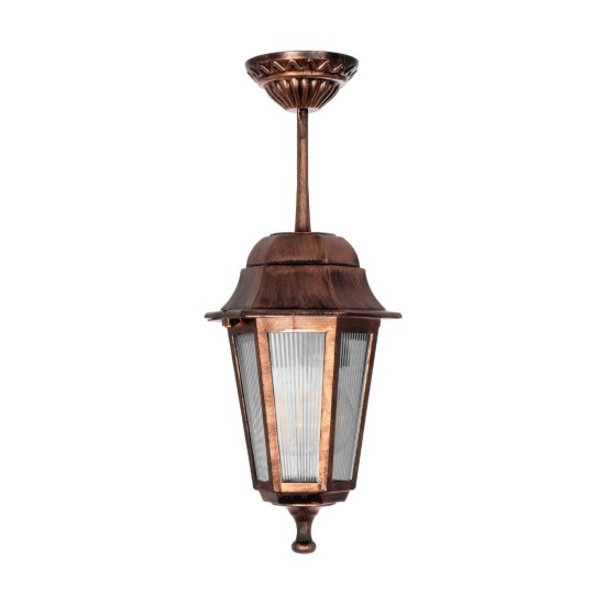 GloboStar® VITRO 203-0194 Vintage Κρεμαστό Φωτιστικό Φαναράκι Μονόφωτο 1 x E27 IP44 Χάλκινο Πλαστικό Σώμα - Μ16 x Π16 x Υ48cm GloboStar® VITRO 203-0194 Vintage Κρεμαστό Φωτιστικό Φαναράκι Μονόφωτο 1 x E27 IP44 Χάλκινο Πλαστικό Σώμα - Μ16 x Π16 x Υ48cm