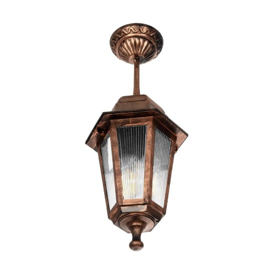 GloboStar® VITRO 203-0194 Vintage Κρεμαστό Φωτιστικό Φαναράκι Μονόφωτο 1 x E27 IP44 Χάλκινο Πλαστικό Σώμα - Μ16 x Π16 x Υ48cm GloboStar® VITRO 203-0194 Vintage Κρεμαστό Φωτιστικό Φαναράκι Μονόφωτο 1 x E27 IP44 Χάλκινο Πλαστικό Σώμα - Μ16 x Π16 x Υ48cm