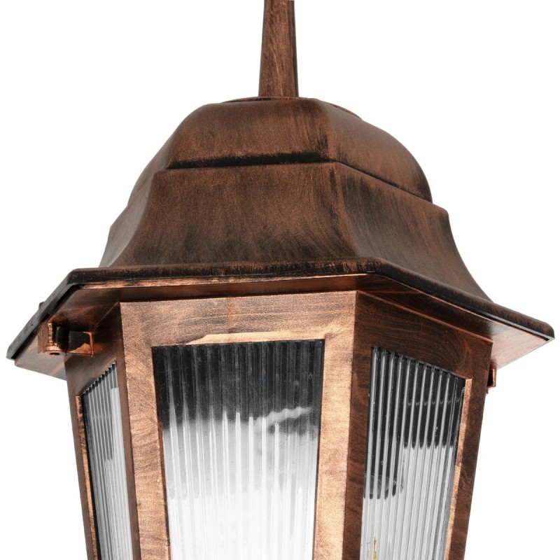 GloboStar® VITRO 203-0194 Vintage Κρεμαστό Φωτιστικό Φαναράκι Μονόφωτο 1 x E27 IP44 Χάλκινο Πλαστικό Σώμα - Μ16 x Π16 x Υ48cm