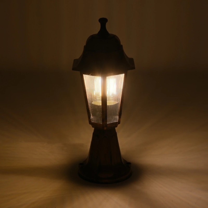 GloboStar® VITRO 203-0195 Vintage Επιδαπέδιο Φωτιστικό Φαναράκι Μονόφωτο 1 x E27 IP44 Χάλκινο Πλαστικό Σώμα - Μ16 x Π16 x Υ39cm