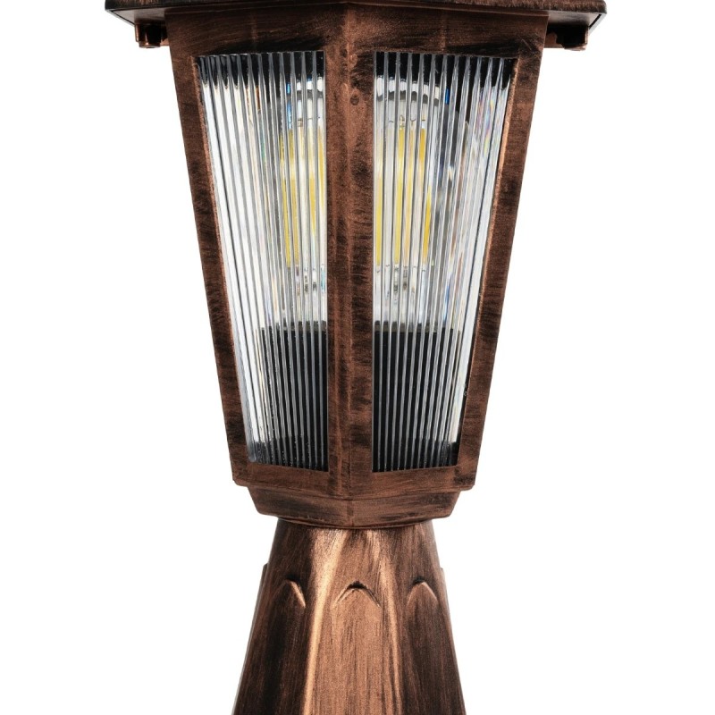 GloboStar® VITRO 203-0195 Vintage Επιδαπέδιο Φωτιστικό Φαναράκι Μονόφωτο 1 x E27 IP44 Χάλκινο Πλαστικό Σώμα - Μ16 x Π16 x Υ39cm