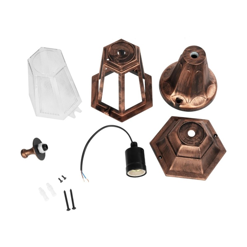 GloboStar® VITRO 203-0195 Vintage Επιδαπέδιο Φωτιστικό Φαναράκι Μονόφωτο 1 x E27 IP44 Χάλκινο Πλαστικό Σώμα - Μ16 x Π16 x Υ39cm